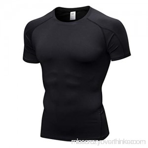 Running T Shirt Men Donci Elastic Skinny Sweat Absorbent Essentials Tees Black B07Q9QT8N5